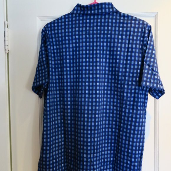 Bugatchi Men's Golf Tee Blue Checker - Picture 3 of 5